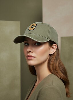 Cap C washed cotton khaki/camel