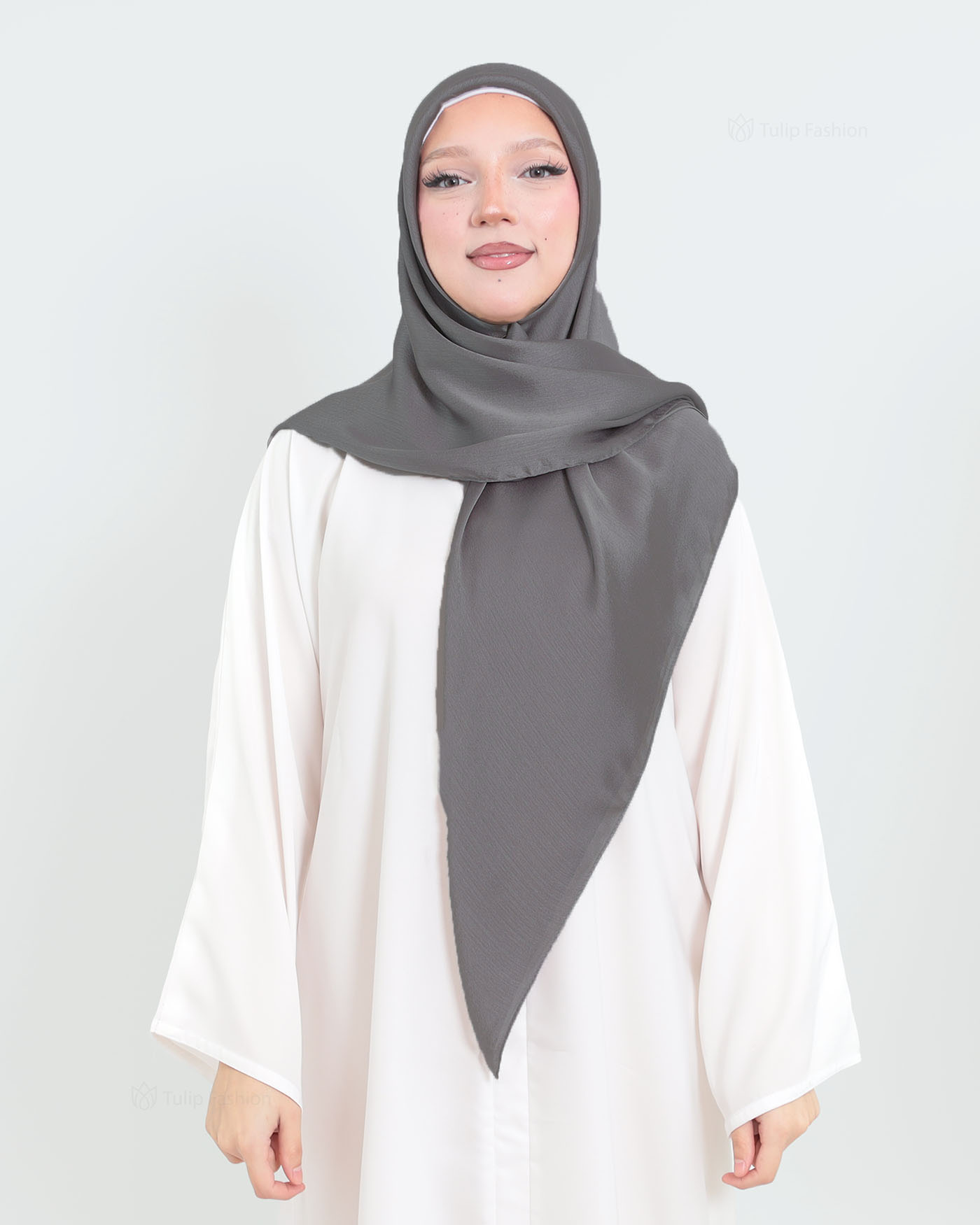 Hijab - Square metallic satin - Dark Gray