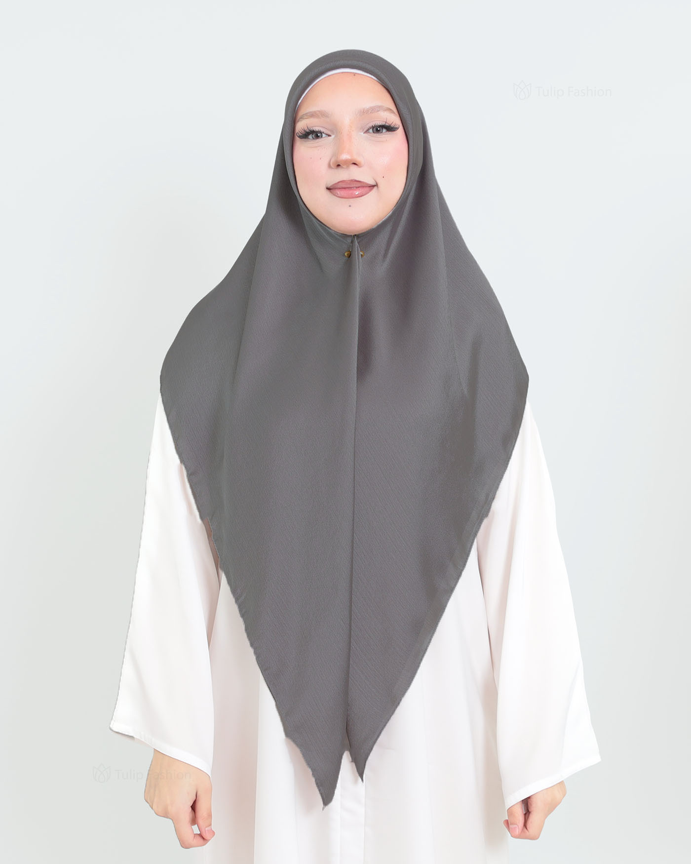 Hijab - Square metallic satin - Mörkgrå - 2