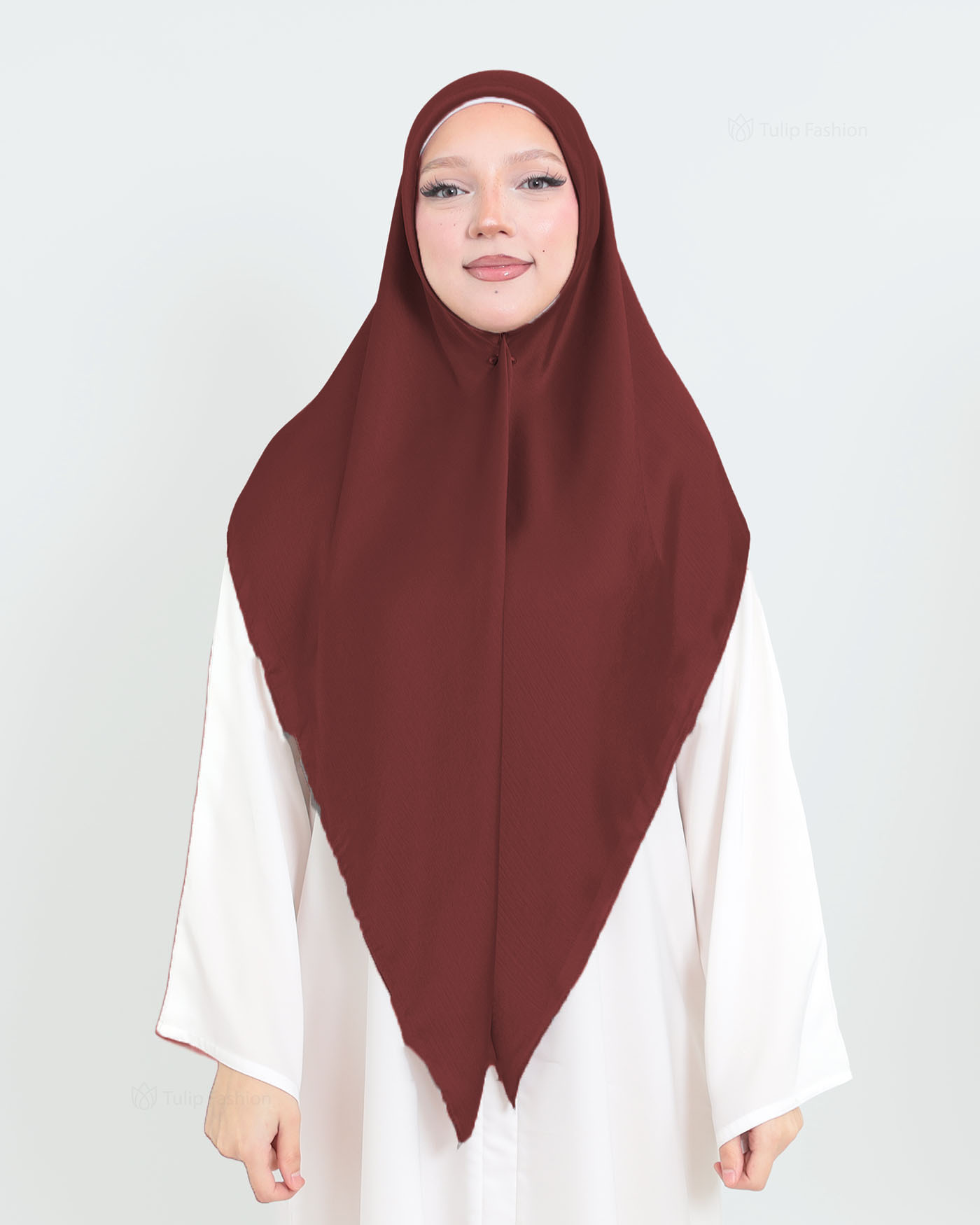 Hijab - Square metallic satin - Maroon - 2