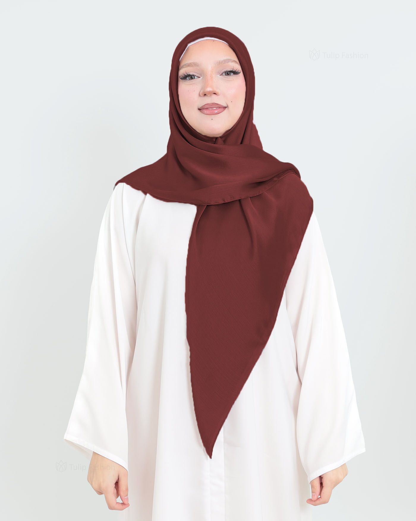 Hijab - Square metallic satin - Maroon