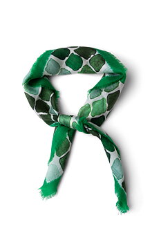 Mönstrad vävd cashmeresjal i 100% cashmere gröna toner  65 x 65cm säljs på Hospitalsgatan