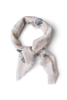 Mönstrad vävd cashmeresjal i 100% cashmere naturvita toner  65 x 65cm säljs på Hospitalsgatan