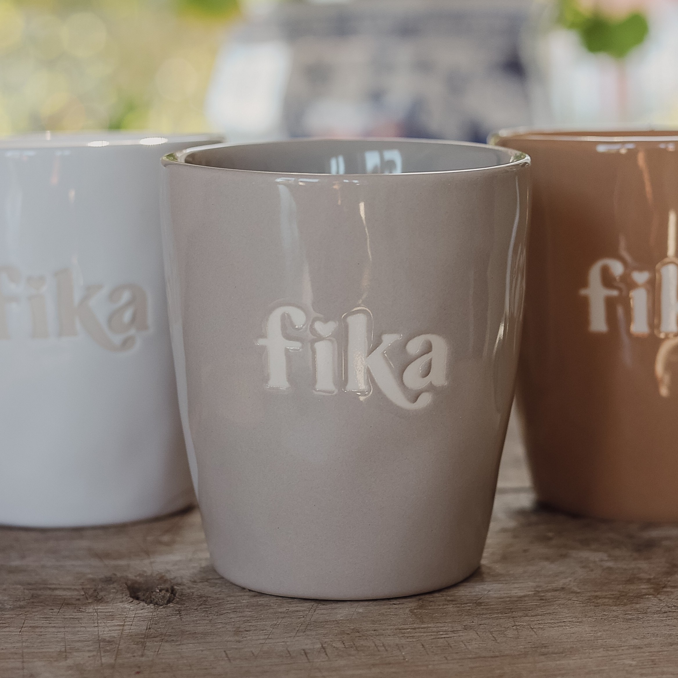 Mugg "Fika" Grå - Majas Cottage