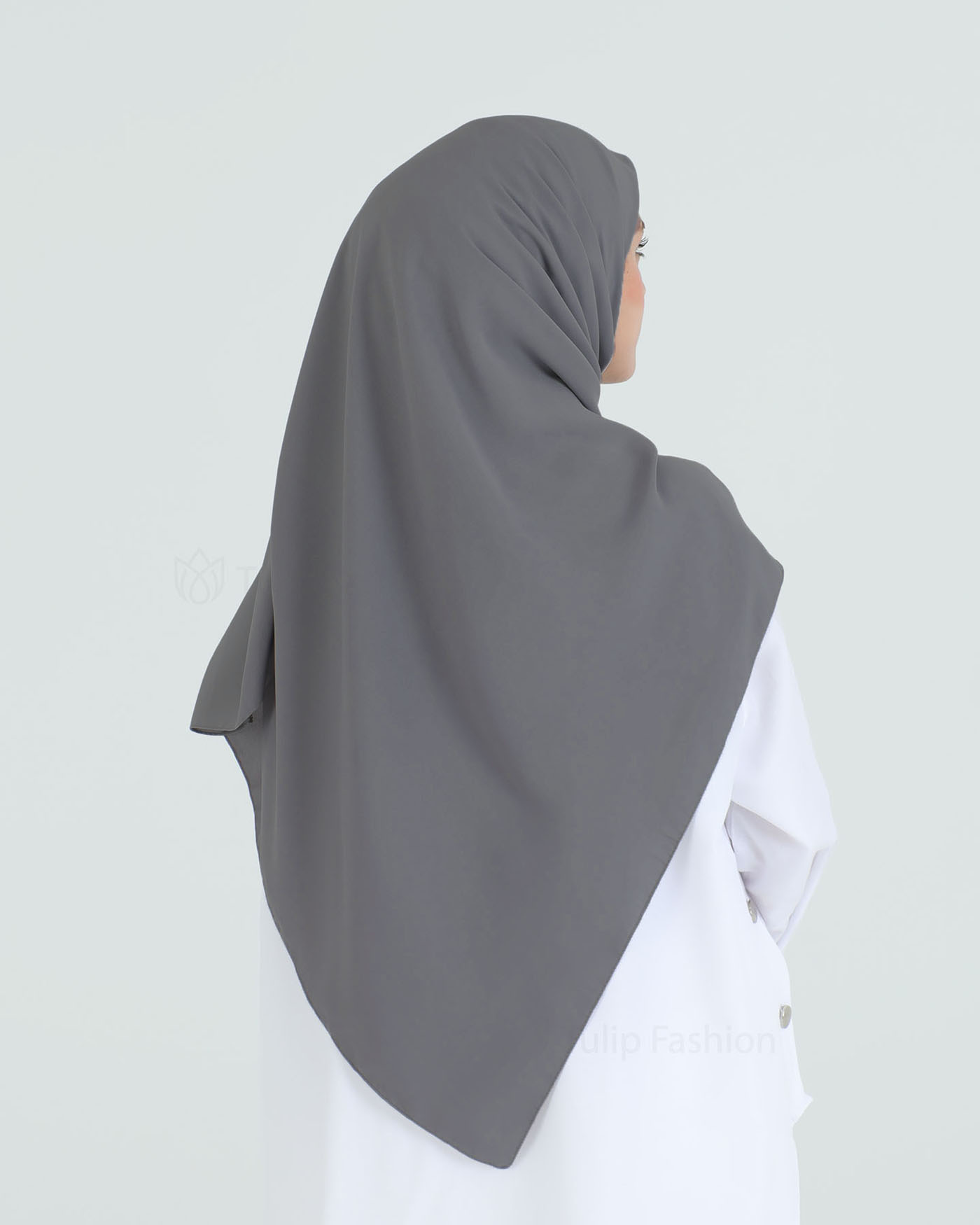 Hijab - Square Medina Lyx Chiffon 120 cm - Dark Gray - 3