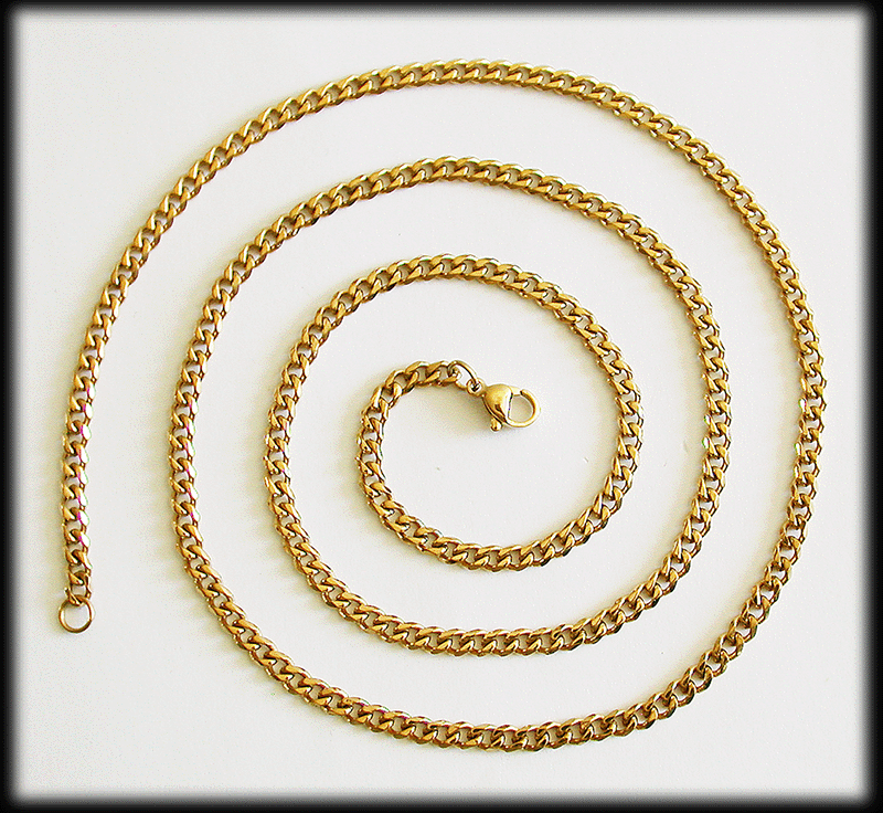 3.6 mm. Guldpläterat stålhalsband.