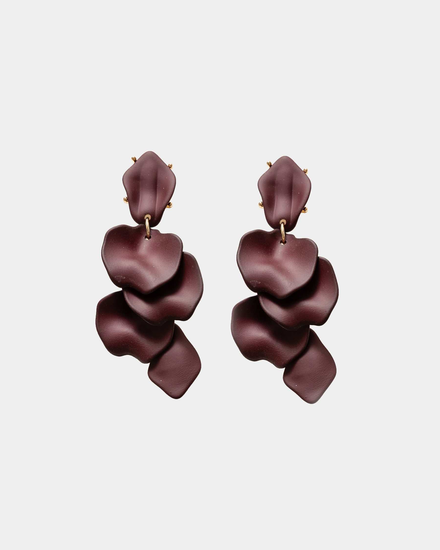 Leaf Earrings Matt Burgundy