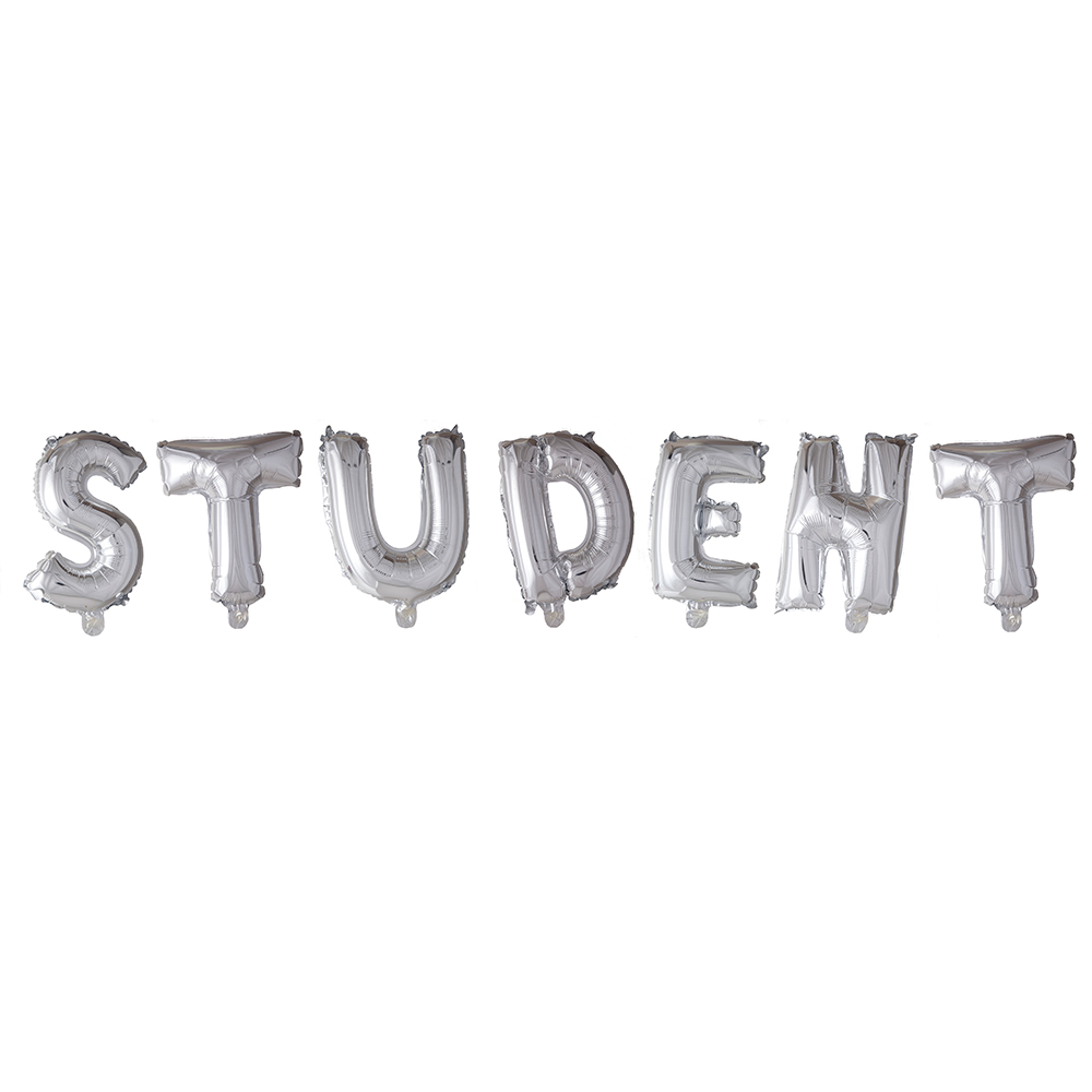 Folieballonger "student" silver 40cm