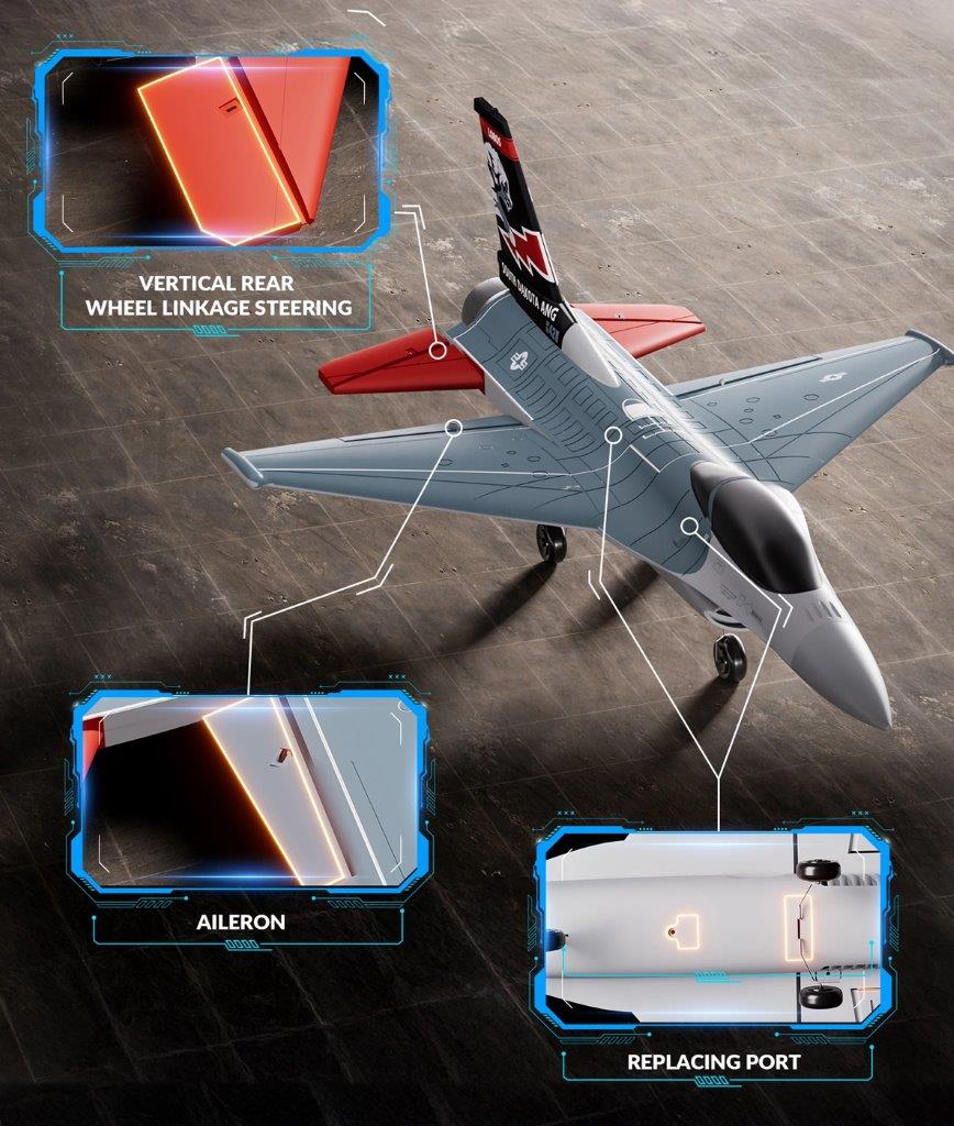 Volantex F16 Fighting Falcon Gyro Borstlös 4-Kanals 400mm RTF - 3