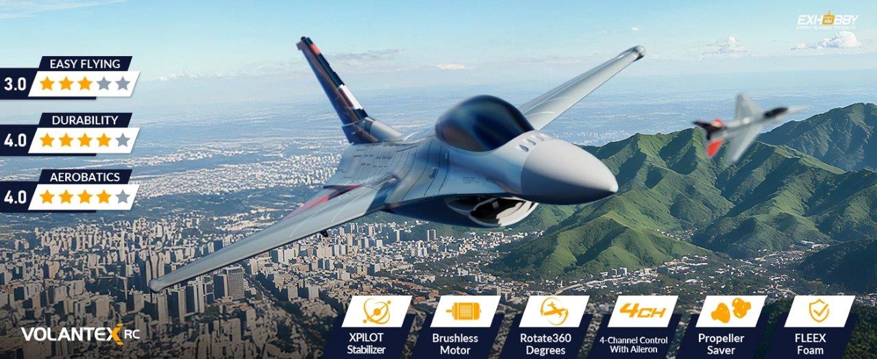 Volantex F16 Fighting Falcon Gyro Borstlös 4-Kanals 400mm RTF - 8