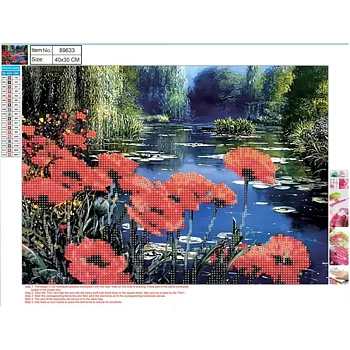 Diamond painting -Vallmo vid vatten
