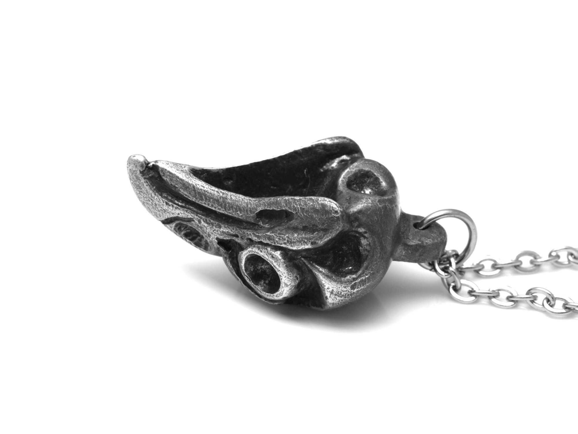 Antikoxiderad Uggla Döskalle Halsband, Handgjort Fågelskalle Smycke - 5