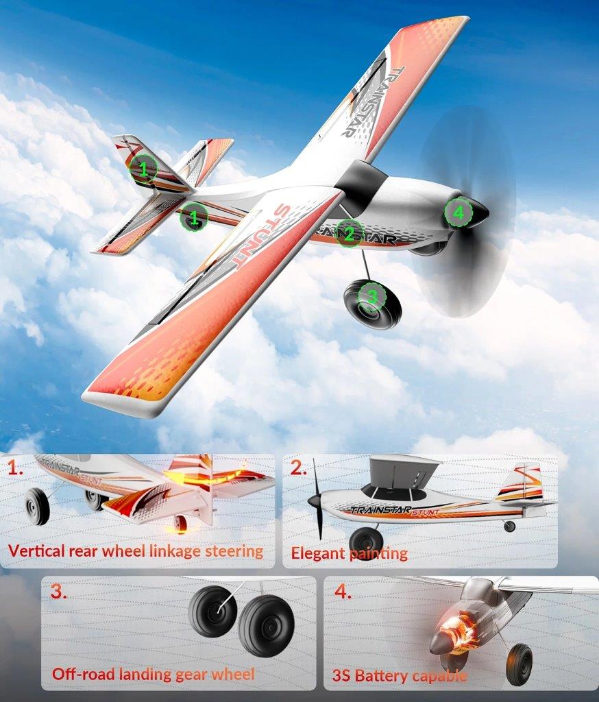 VolantexRC Trainstar Stunt Gyro Borstlös 500mm RTF Röd - 4