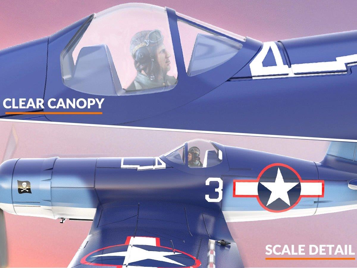 VolantexRC F4U Corsair V2 Gyro 4-Kanals 400mm RTF - 11