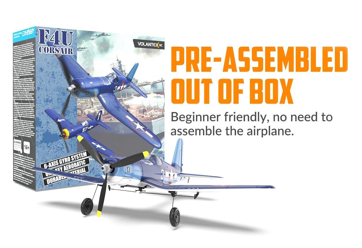 VolantexRC F4U Corsair V2 Gyro 4-Kanals 400mm RTF - 12