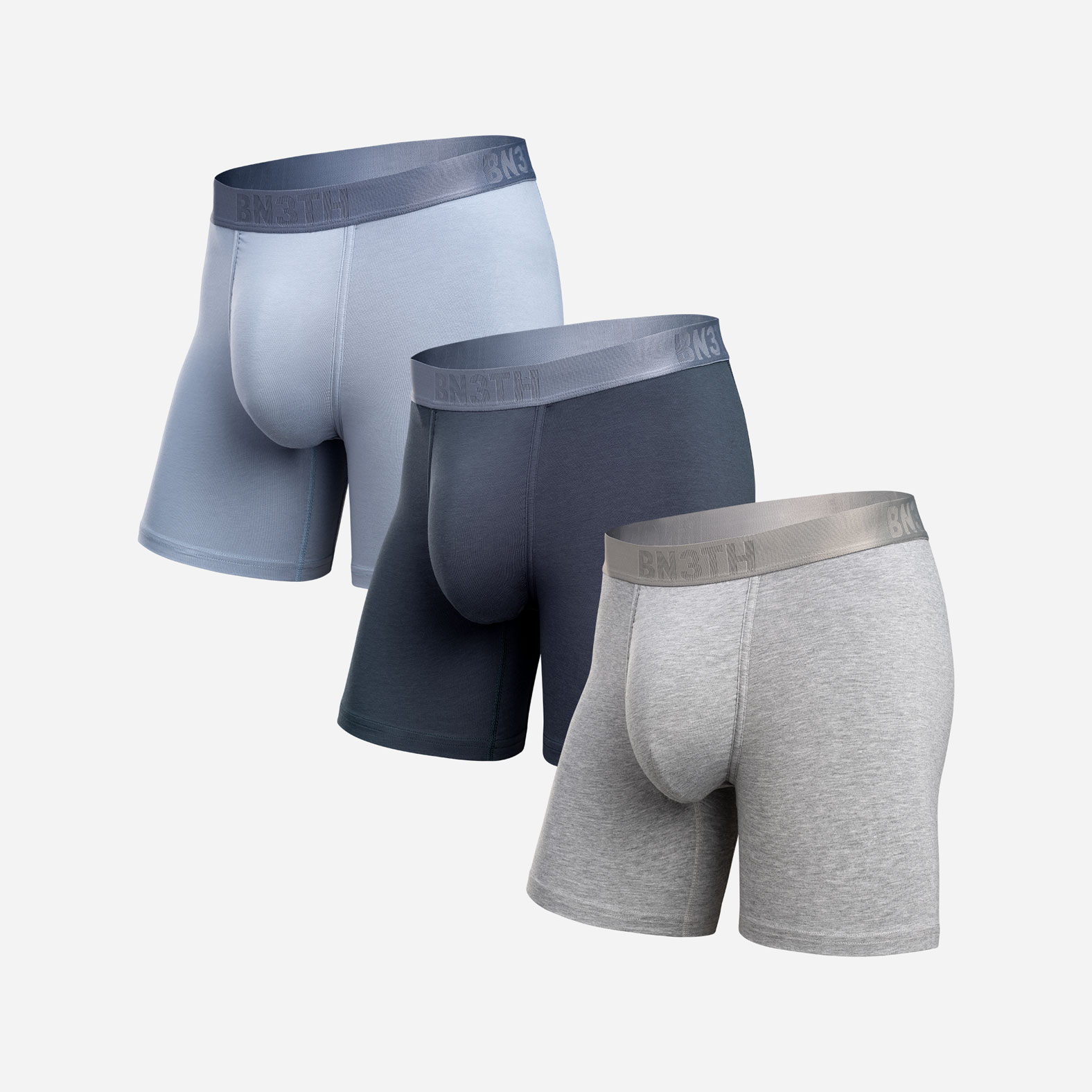 CLASSIC ESSENTIALS BOXER BRIEF SOLID - DUSTY/HEATHER GREY/MIDNIGHT 3 PACK