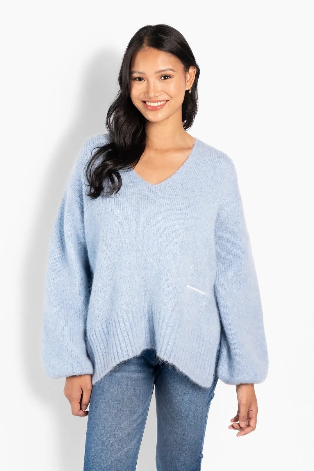Sofie V-neck Sweater - Skyway - HÉST