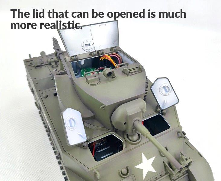 RACENT M5A1 Stuart RC Stridsvagn 1/16 Grön - 10