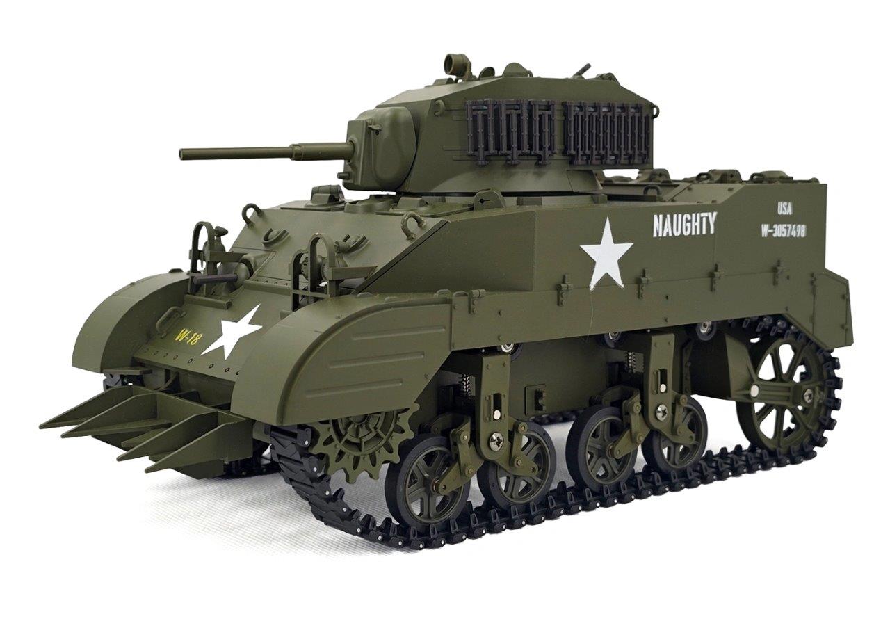 RACENT M5A1 Stuart RC Stridsvagn 1/16 Grön
