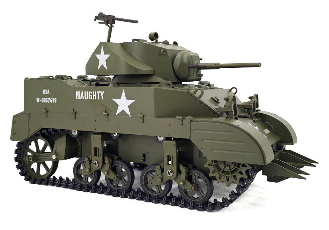 RACENT M5A1 Stuart RC Stridsvagn 1/16 Grön - 2