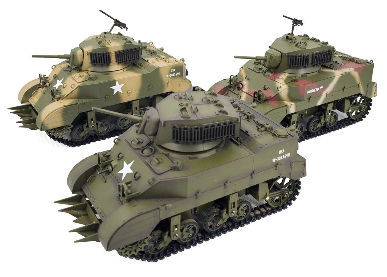 RACENT M5A1 Stuart RC Stridsvagn 1/16 Grön - 15
