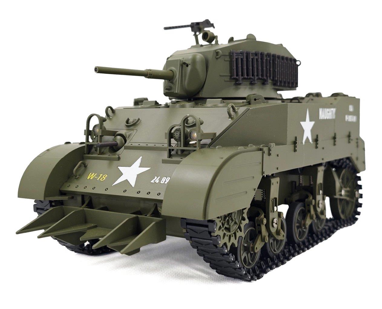 RACENT M5A1 Stuart RC Stridsvagn 1/16 Grön - 5
