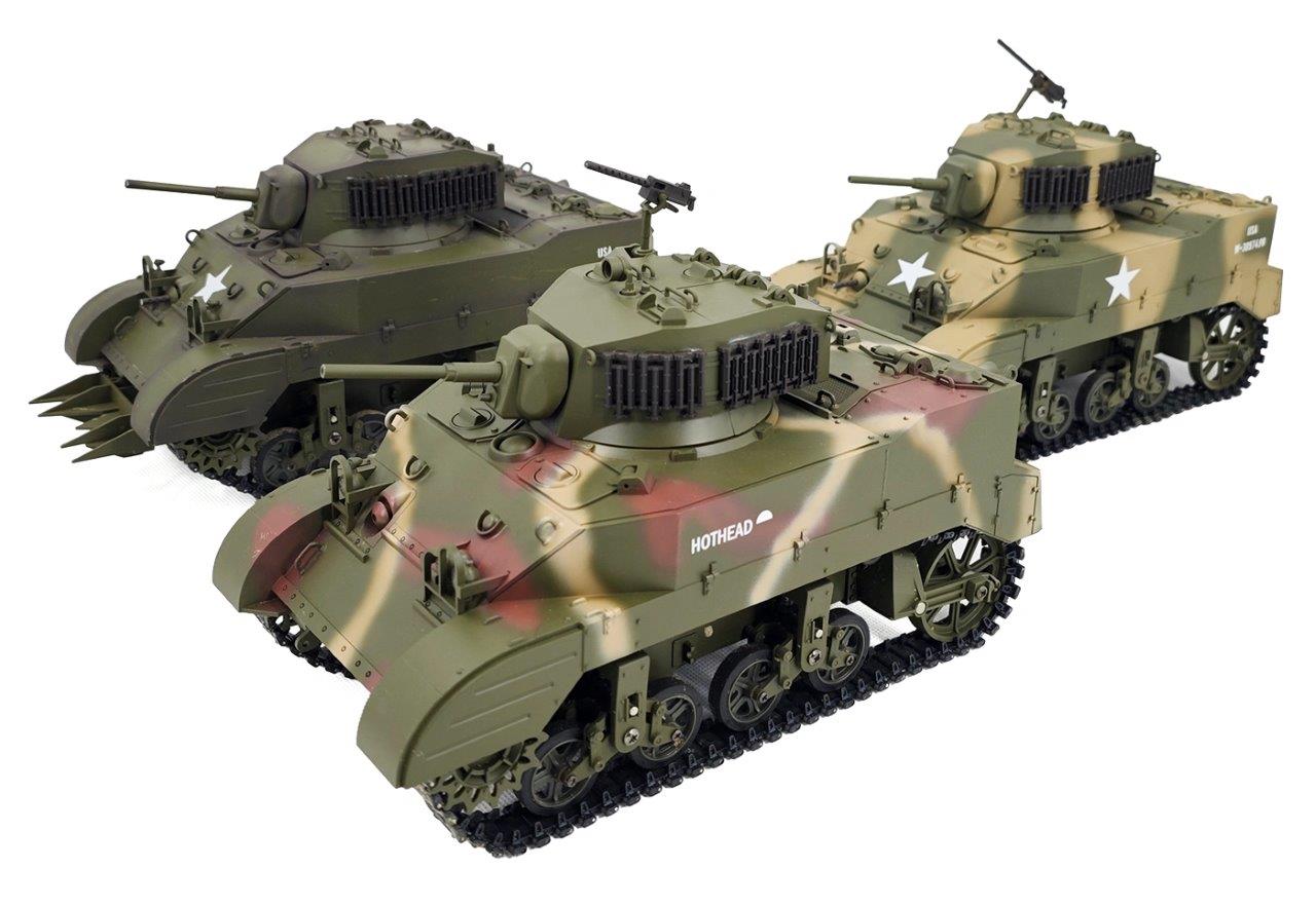 RACENT M5A1 Stuart RC Stridsvagn 1/16 Grön - 17