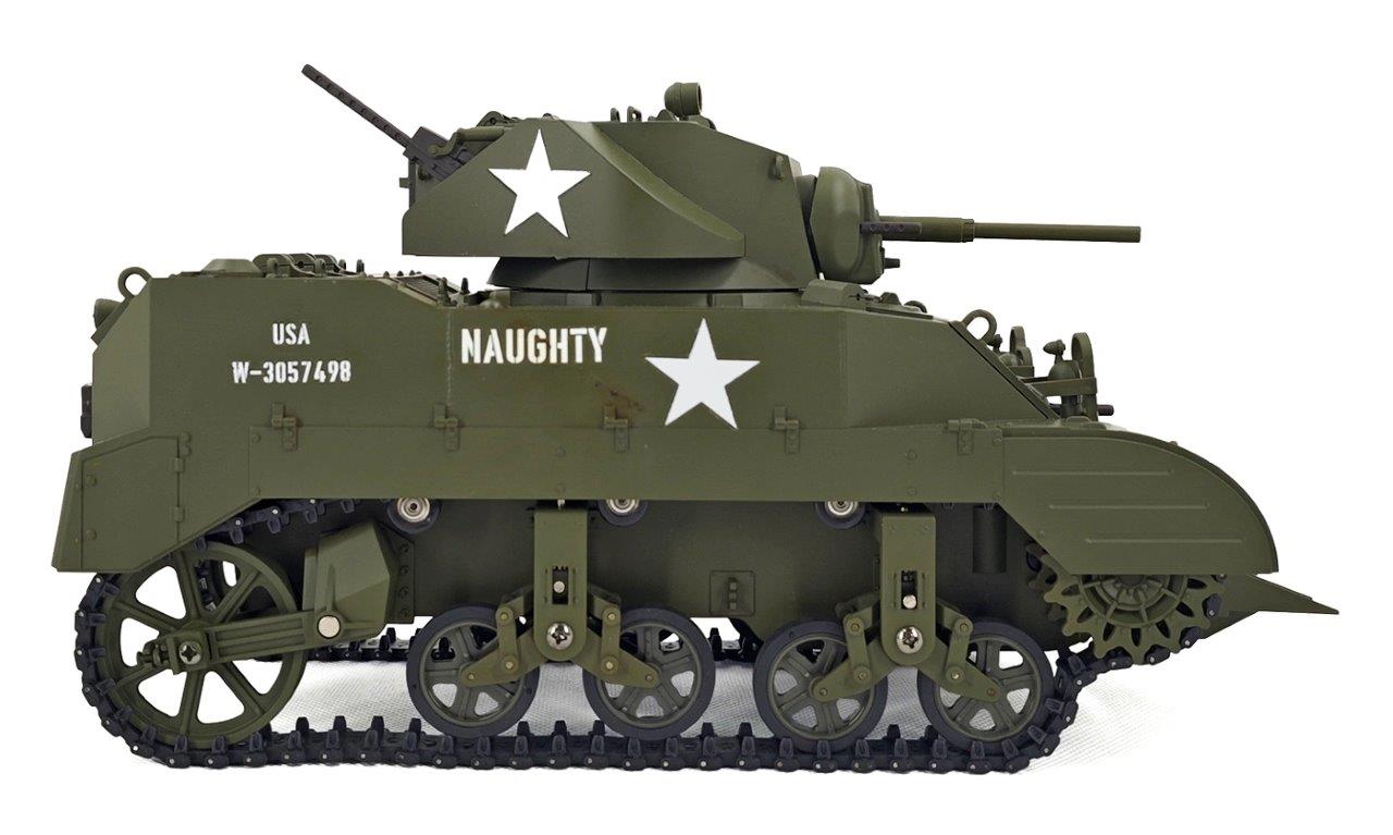 RACENT M5A1 Stuart RC Stridsvagn 1/16 Grön - 3