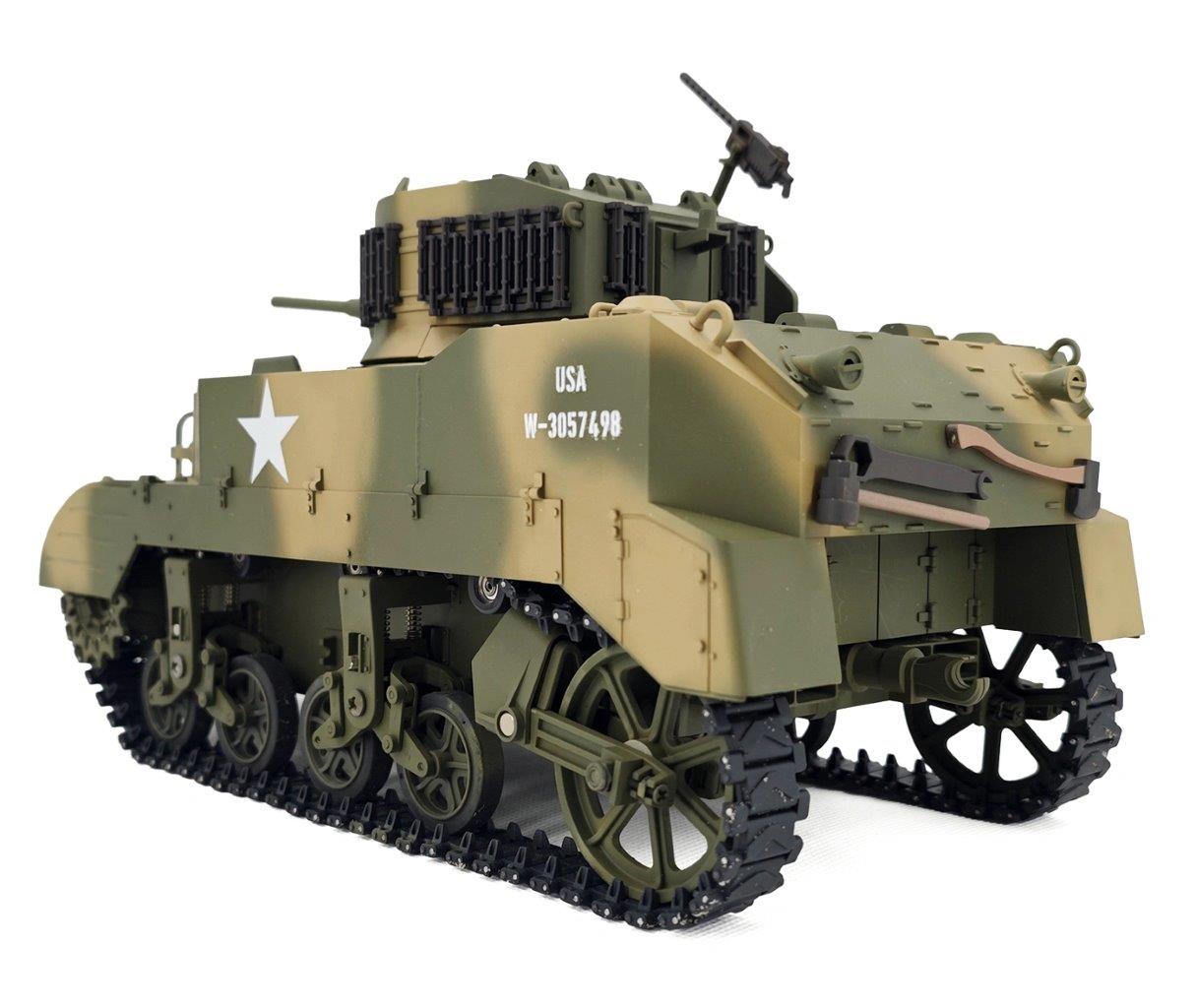 RACENT M5A1 Stuart RC Stridsvagn 1/16 Gul - 9