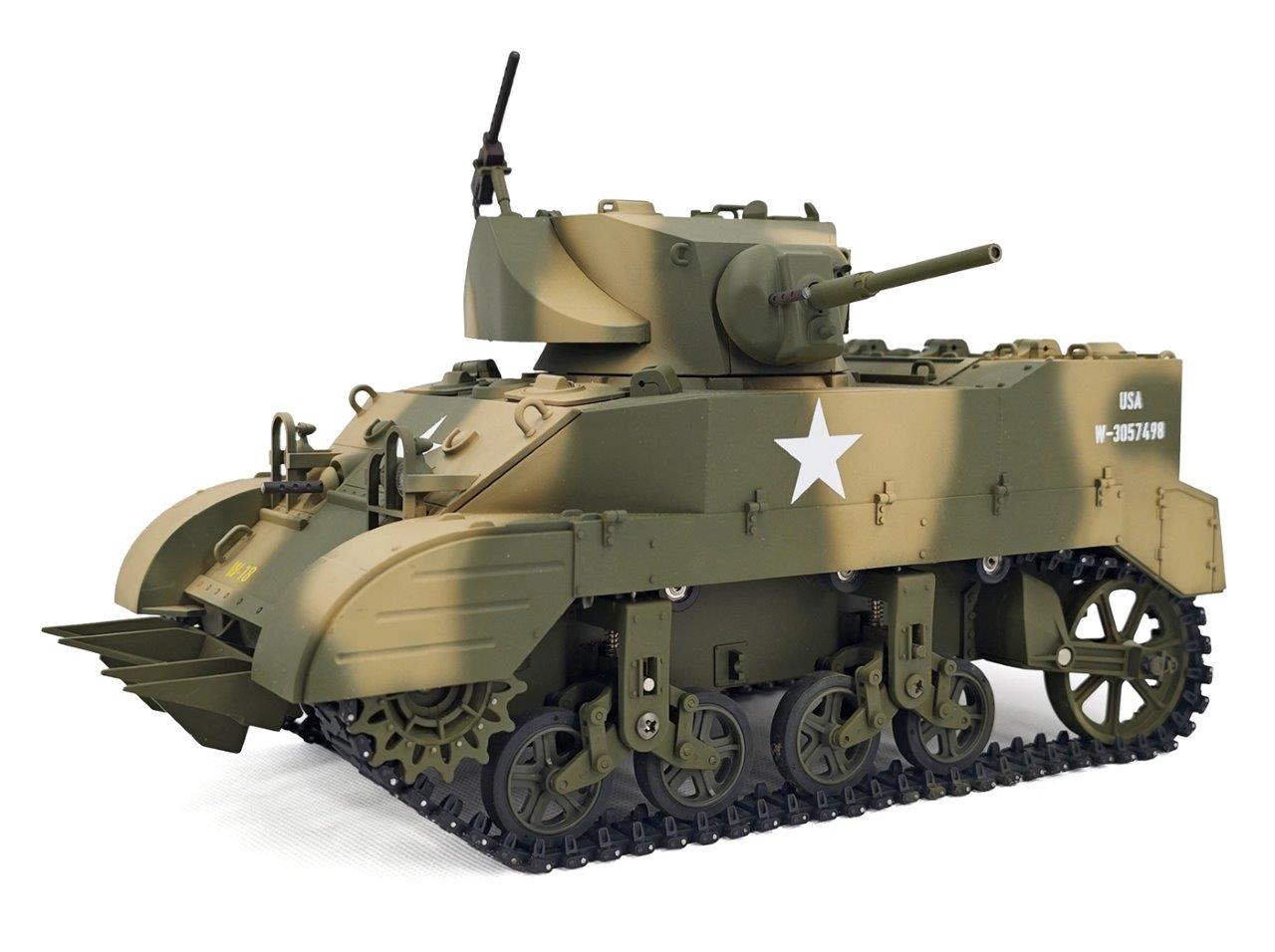 RACENT M5A1 Stuart RC Stridsvagn 1/16 Gul - 8