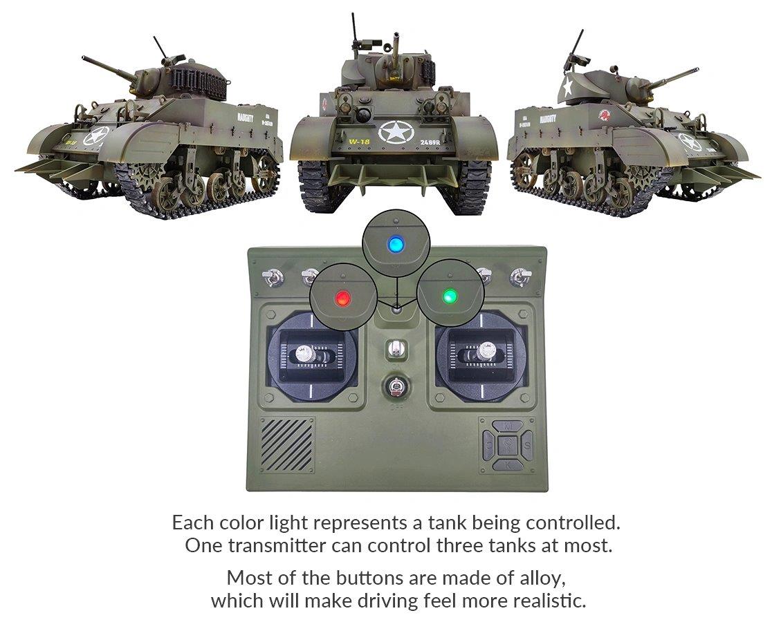 RACENT M5A1 Stuart RC Stridsvagn 1/16 Gul - 18