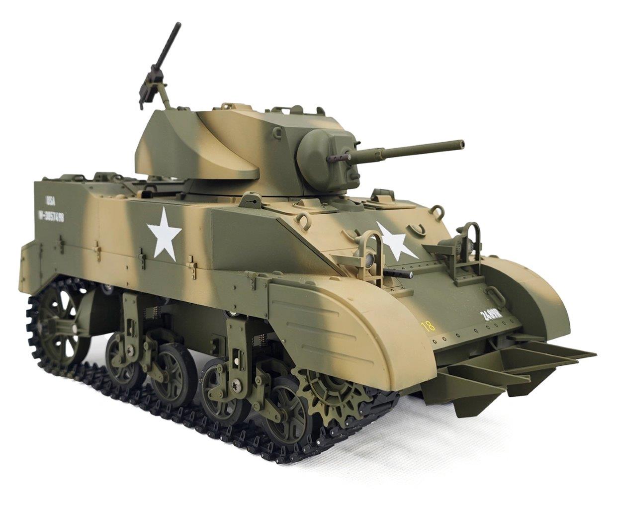 RACENT M5A1 Stuart RC Stridsvagn 1/16 Gul - 12