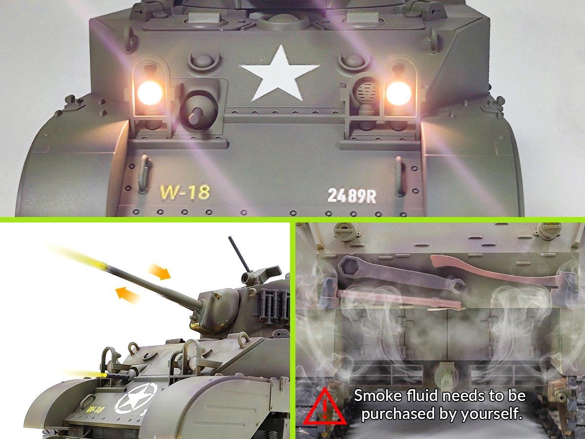 RACENT M5A1 Stuart RC Stridsvagn 1/16 Gul - 19