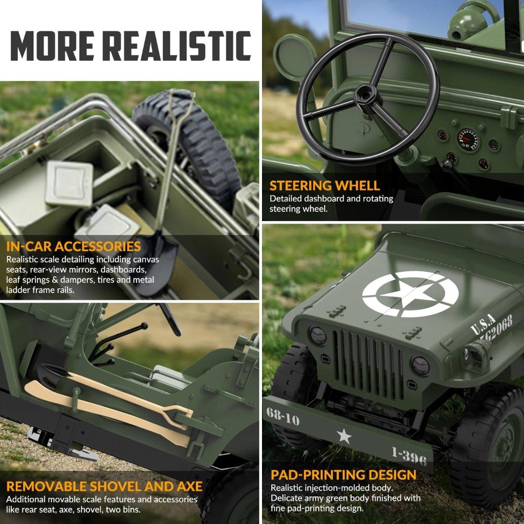 RACENT RC Crawler 1/10 4WD 1941 Willys MB - 4