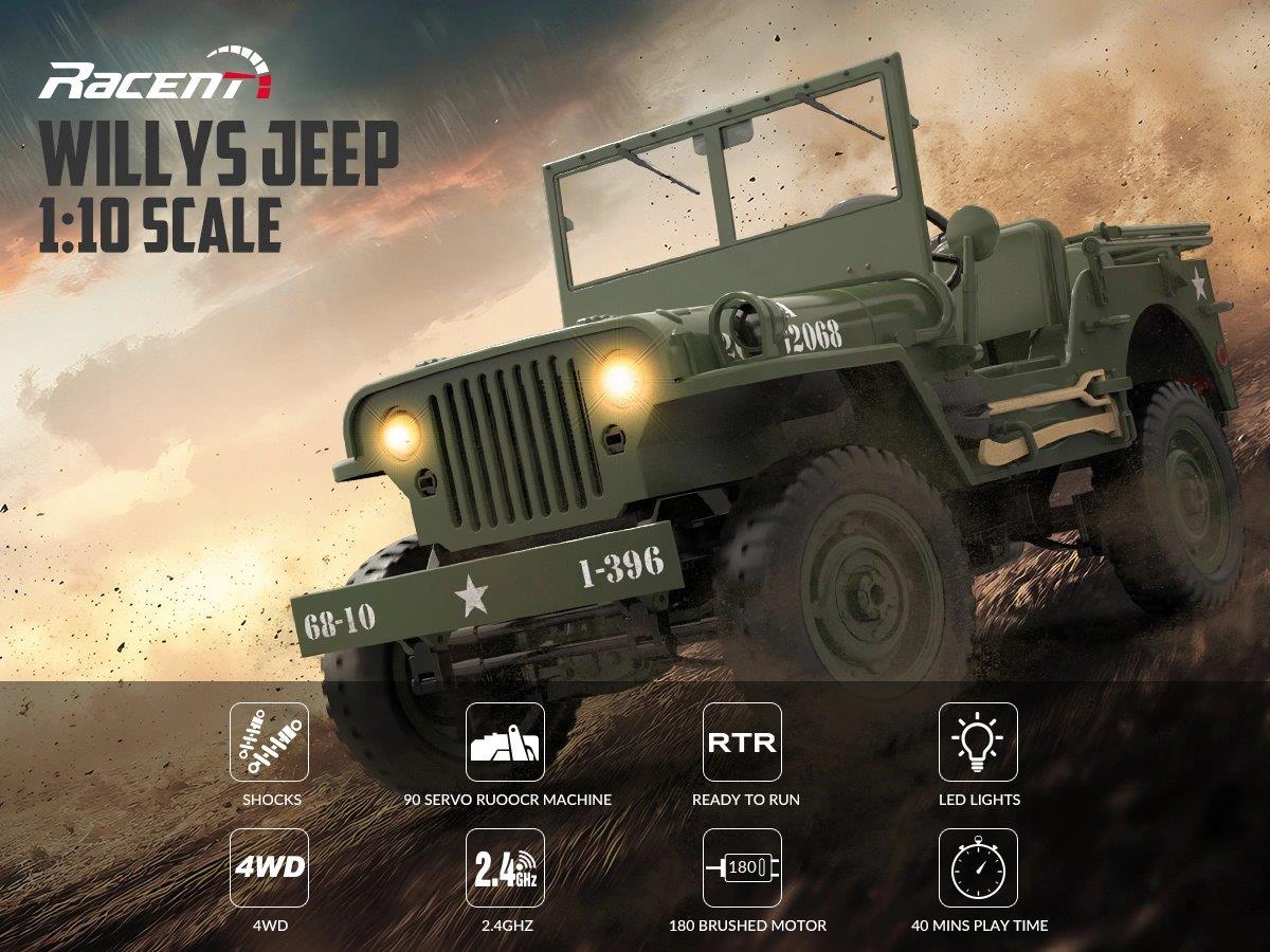 RACENT RC Crawler 1/10 4WD 1941 Willys MB - 14