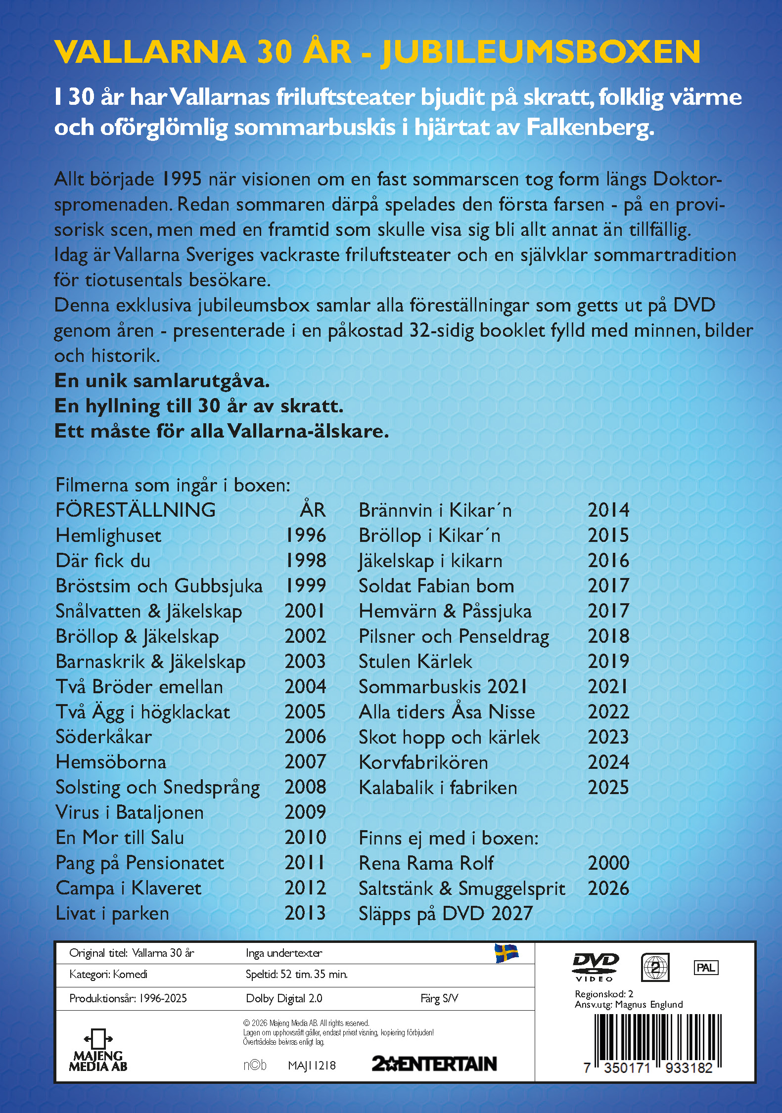 Jubileumsbox - Vallarna 30 år, 32-sidig Booklet - 2