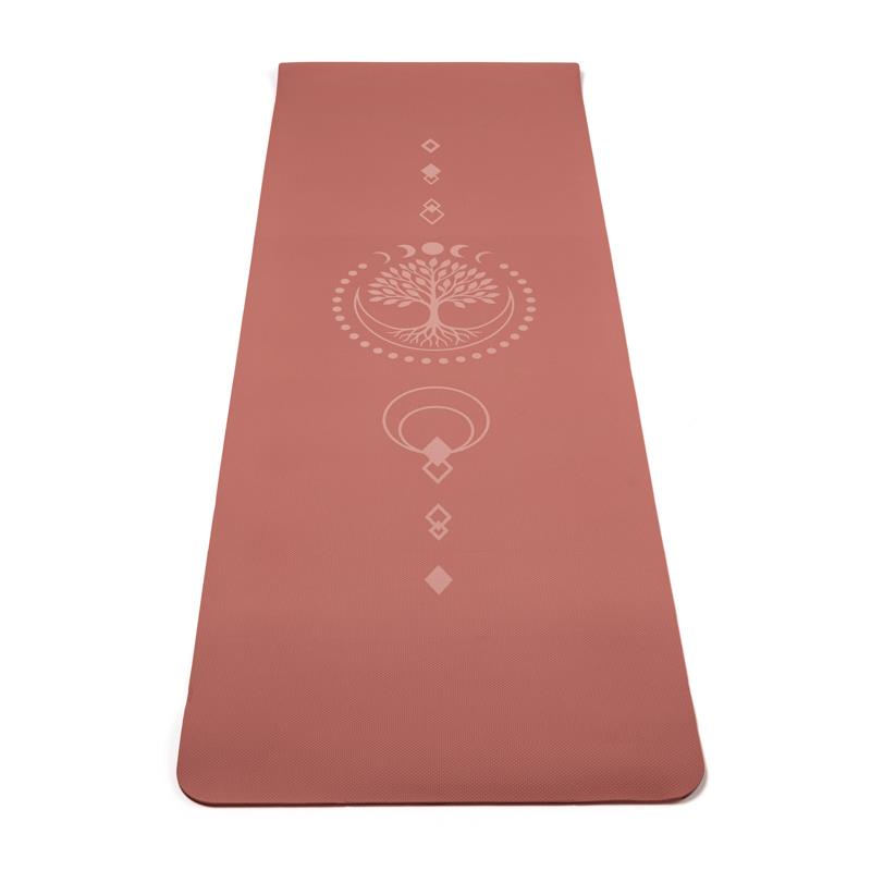 Yogi & Yogini Premium TPE Yoga Matta Livets träd malvafärgad