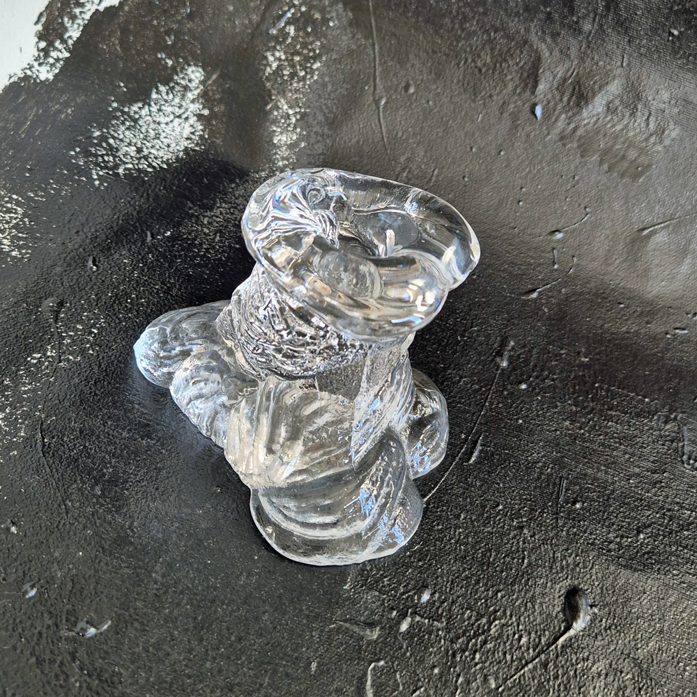 vintage LJUSSTAKE i glas, trädstam/stubbe, Reijmyre design Eugen Montelin, h 10 cm - 2