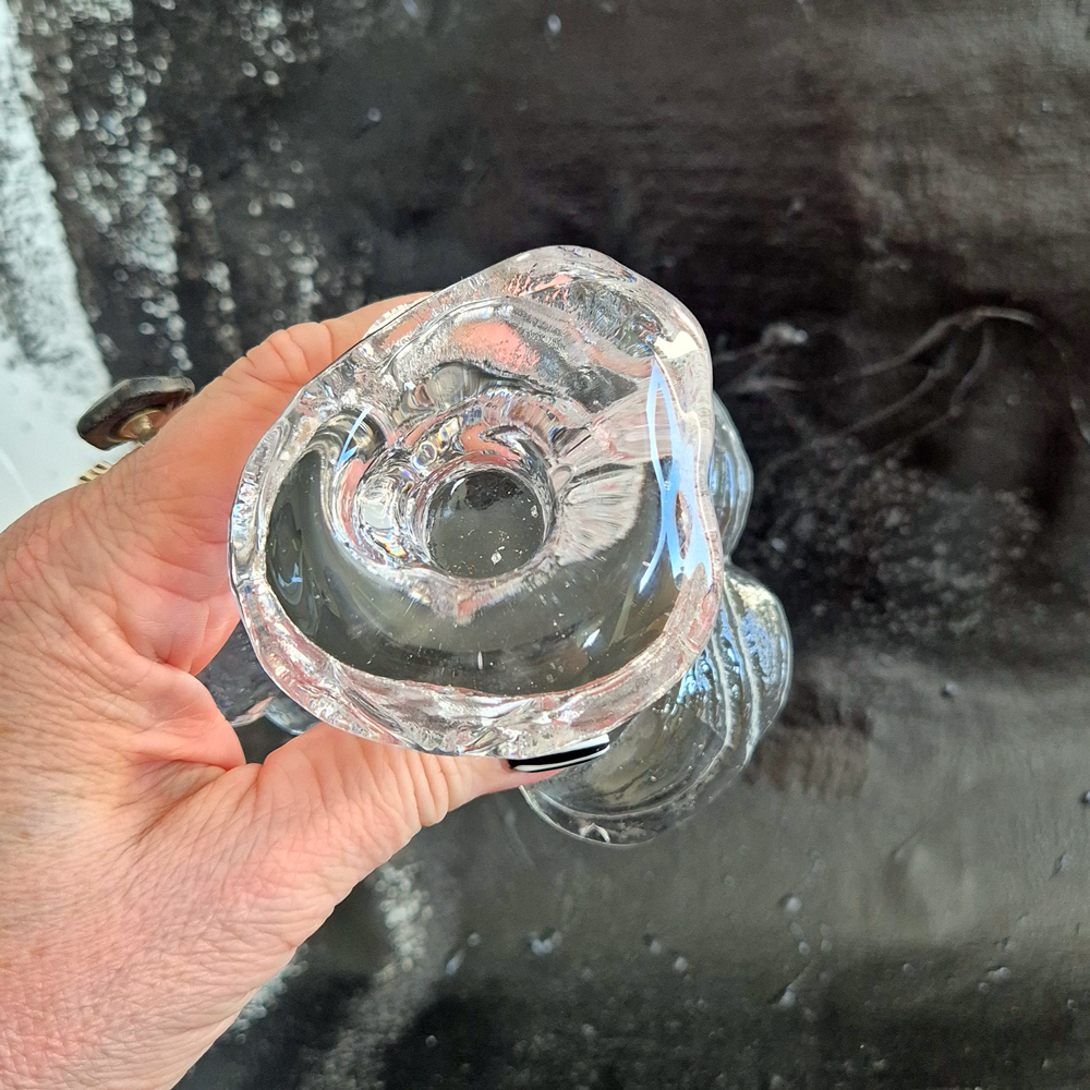 vintage LJUSSTAKE i glas, trädstam/stubbe, Reijmyre design Eugen Montelin, h 10 cm - 9