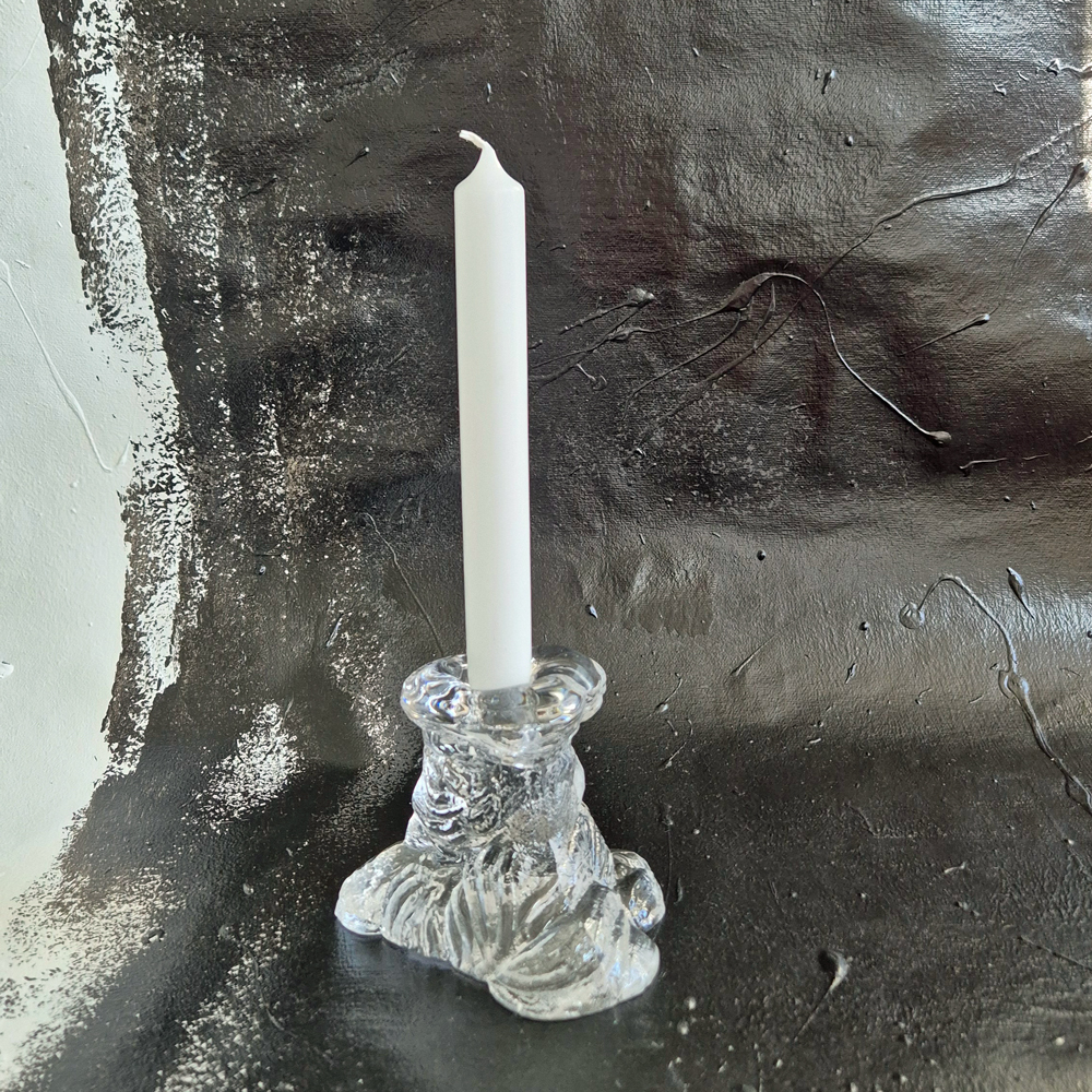 vintage LJUSSTAKE i glas, trädstam/stubbe, Reijmyre design Eugen Montelin, h 10 cm - 4
