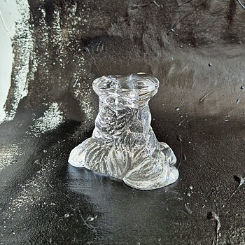 vintage LJUSSTAKE i glas, trädstam/stubbe, Reijmyre design Eugen Montelin, h 10 cm