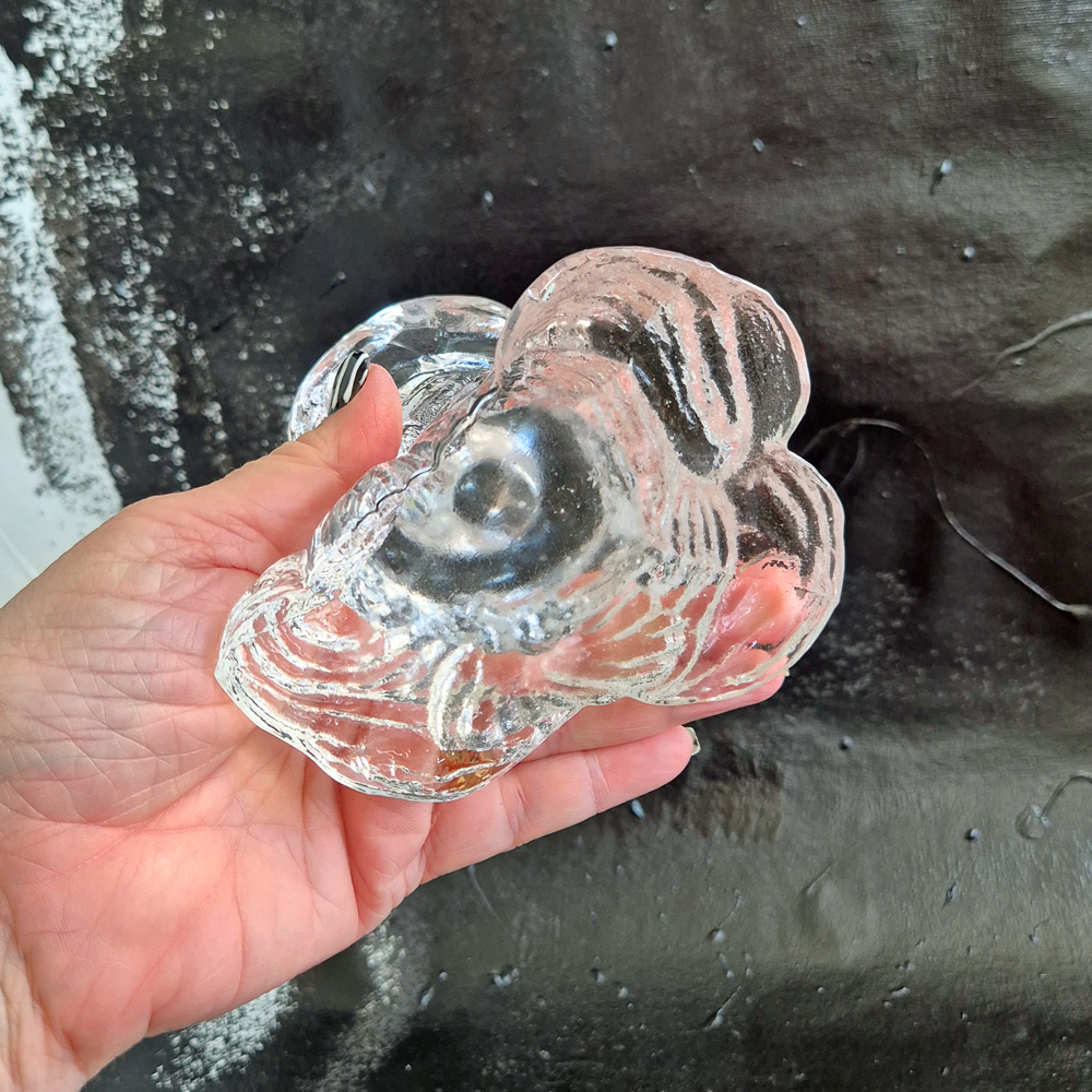 vintage LJUSSTAKE i glas, trädstam/stubbe, Reijmyre design Eugen Montelin, h 10 cm - 8