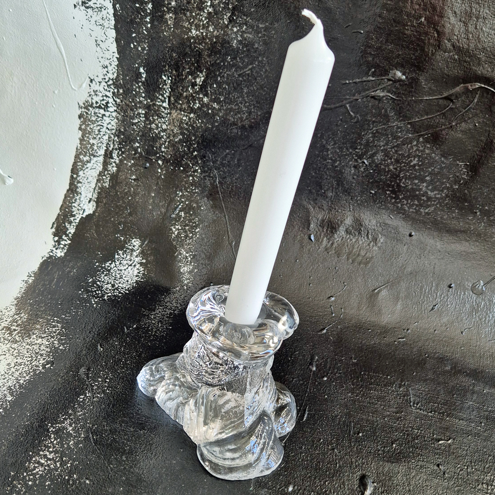 vintage LJUSSTAKE i glas, trädstam/stubbe, Reijmyre design Eugen Montelin, h 10 cm - 6