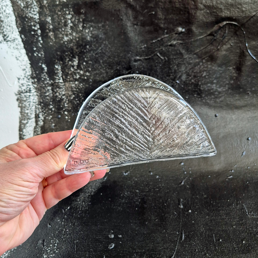 vintage SERVETTSTÄLL i glas från Nybro Sweden, h 8 cm - 5