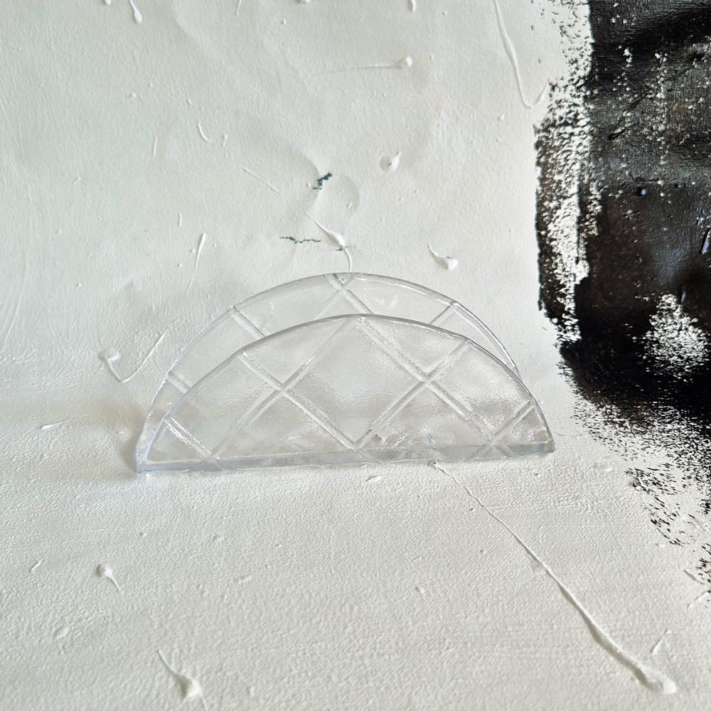 vintage SERVETTSTÄLL i glas från Kosta Boda Maxim, design Anna Ehrner, h 7 cm - 8