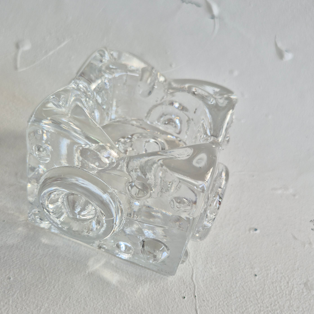vintage LJUSLYKTA i glas, Josef Schott Smålandshyttan, h 6 cm - 2