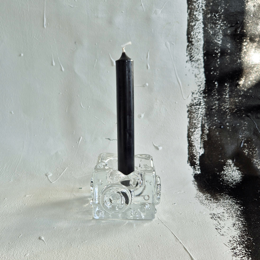 vintage LJUSLYKTA i glas, Josef Schott Smålandshyttan, h 6 cm - 5