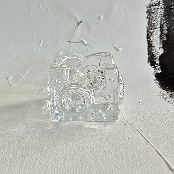 vintage LJUSLYKTA i glas, Josef Schott Smålandshyttan, h 6 cm