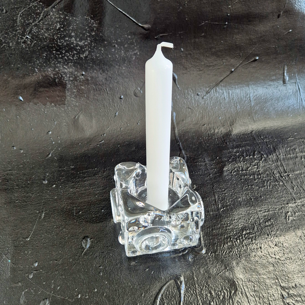 vintage LJUSLYKTA i glas, Josef Schott Smålandshyttan, h 6 cm - 5