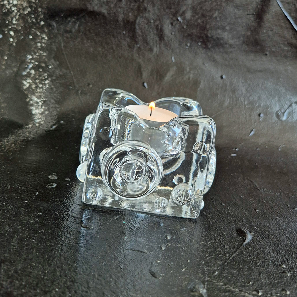 vintage LJUSLYKTA i glas, Josef Schott Smålandshyttan, h 6 cm - 10